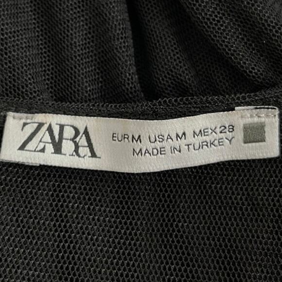 Zara Black Lace Tulle Sleeveless Ruffle Sheer Peplum Crop Tank Blouse Top Size M - Picture 8 of 9